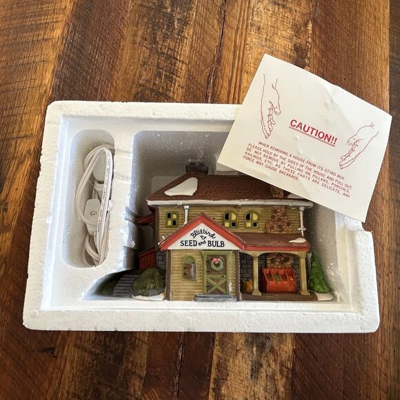 Heritage Village Collection Bluebird Seed & Bulb Handpainted Porcelain House Dep - Picture 4 of 16